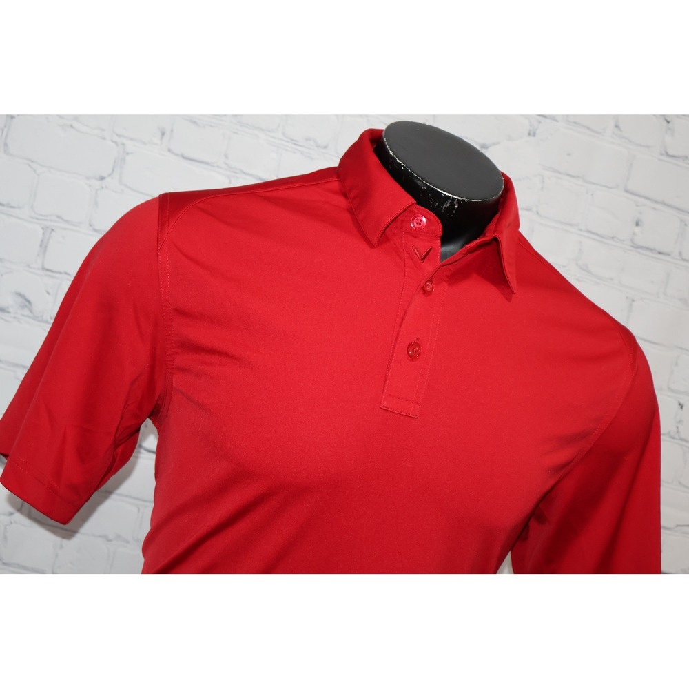 Callaway Polo Shirt Mens Medium Red Polyester Performance Golf Top
